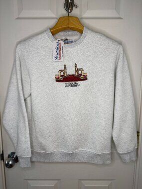 Indiana University Collegiate Apparel Traditions White Gray Sweatshirt - Small